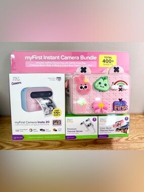 New MyFirst Camera Insta 20 Instant Print Kids Camera Bundle Pink 16MP 1080p HD